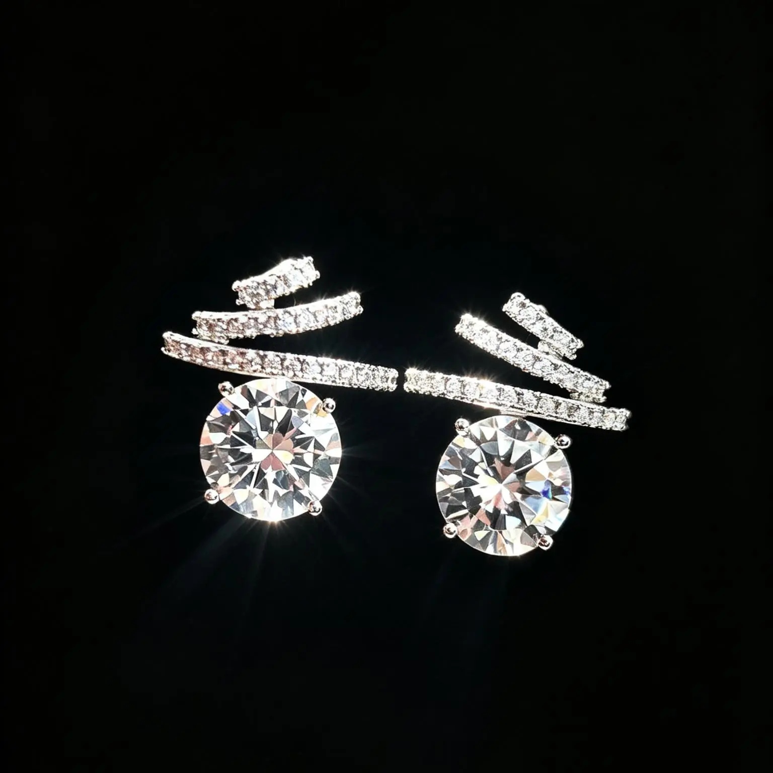 Loveden Shooting Star CZ Stud Earrings for Women Men, Sparkling White Cubic Zirconia, Minimalist Unisex Fine Jewelry for Daily Party Gift