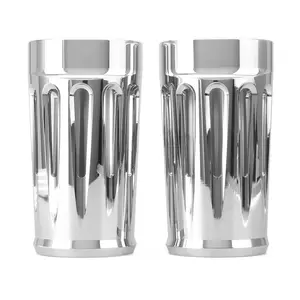 CNC Cut Fork Boot Covers In Chrome For Harley Touring 2014-2024 Electra Glide Standard FLHT Road Glide FLTRX