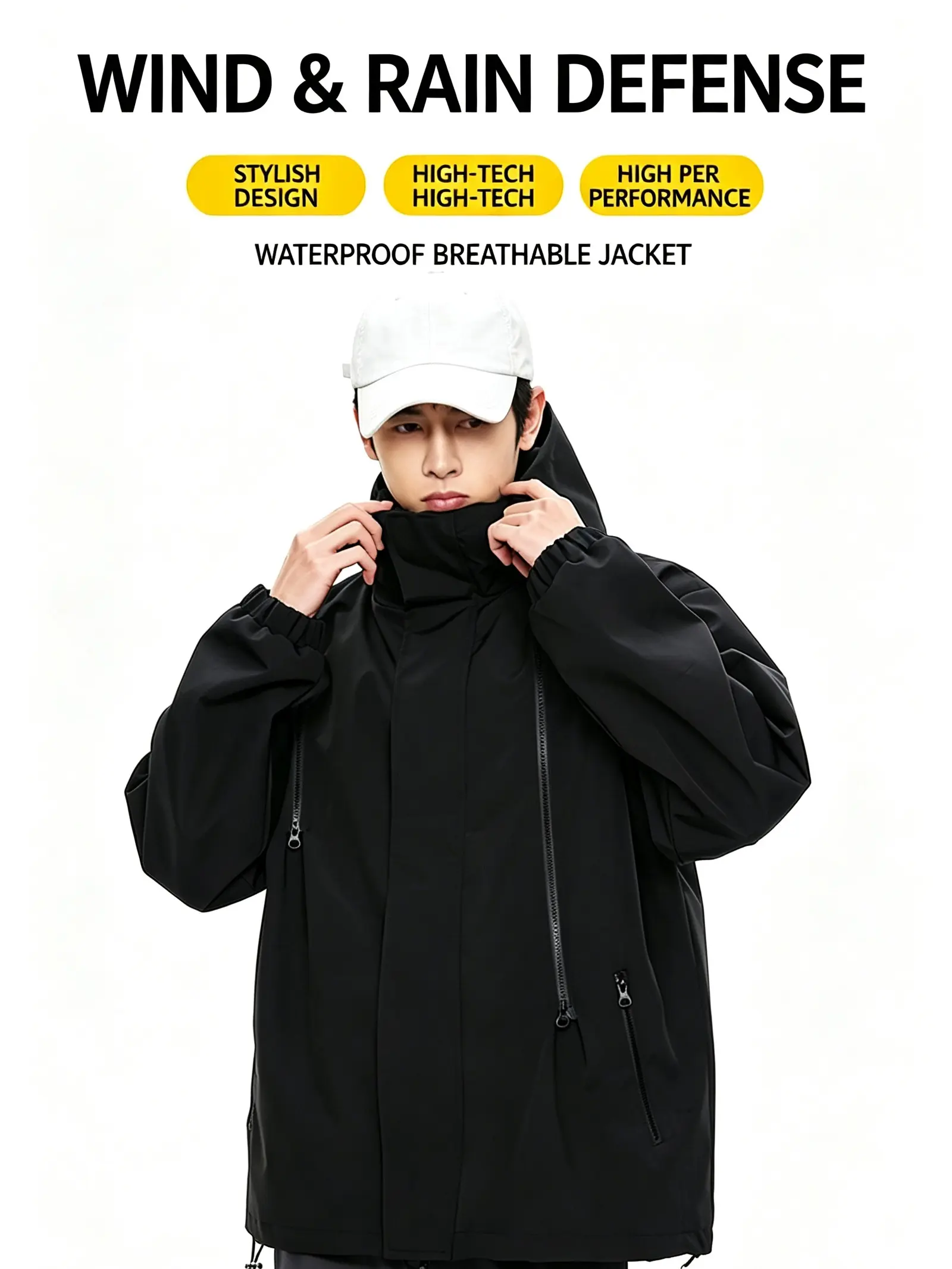 Outdoor hooded hardshell jacket for men and women, waterproof, breathable, windproof functional jacket, loose workwear style, available in multiple colors, mountaineering outerwear
