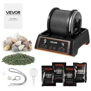 【Summervibes】VEVOR Rock Tumbler, 1 lb Rock Polishing Machine, Rocks Tumbling Kit with 4-Speed Adjustment, 1–9 Day Timer, Direct Drive Motor Rocks Polishing Kit for Rose Quartz, Amethyst, Quiet Operation