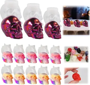 13 count Halloween  Skull  Molds Set, 3 count Large Medium Small Epoxy Molds for , Candle Making, 10 count Mini Skull-Heads Molds for DIY Pendant  Bracelet Earrings