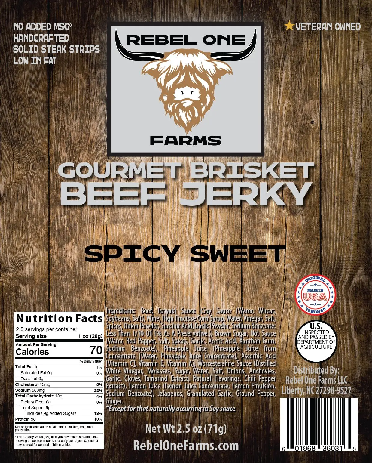 Spicy Sweet Flavor Gourmet Brisket Beef Jerky