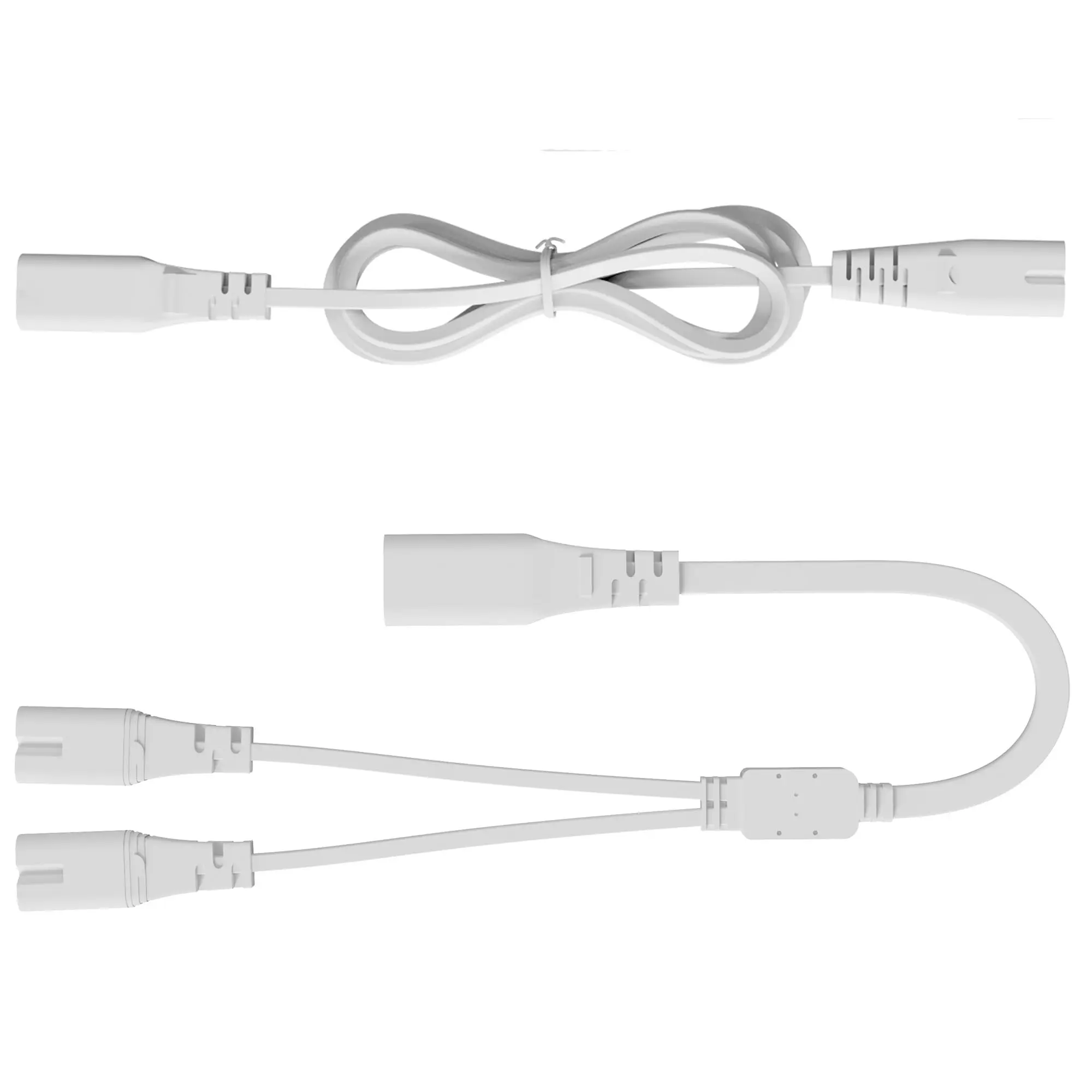 IEC320 2*C7 to 1*C8 Extention Y Shape Splitter Cable with1*C7 to 1*C8 Cable Kit for Monitor Camera Printer TV Speaker Display Port Power Cord.