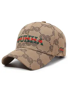 Dark-Striped Presbyopic Baseball Cap, Casual Trendy Hat, Embroidered Badge, PU Leather Brim, Unisex, Sun Protection, Leisure Outdoor Activities