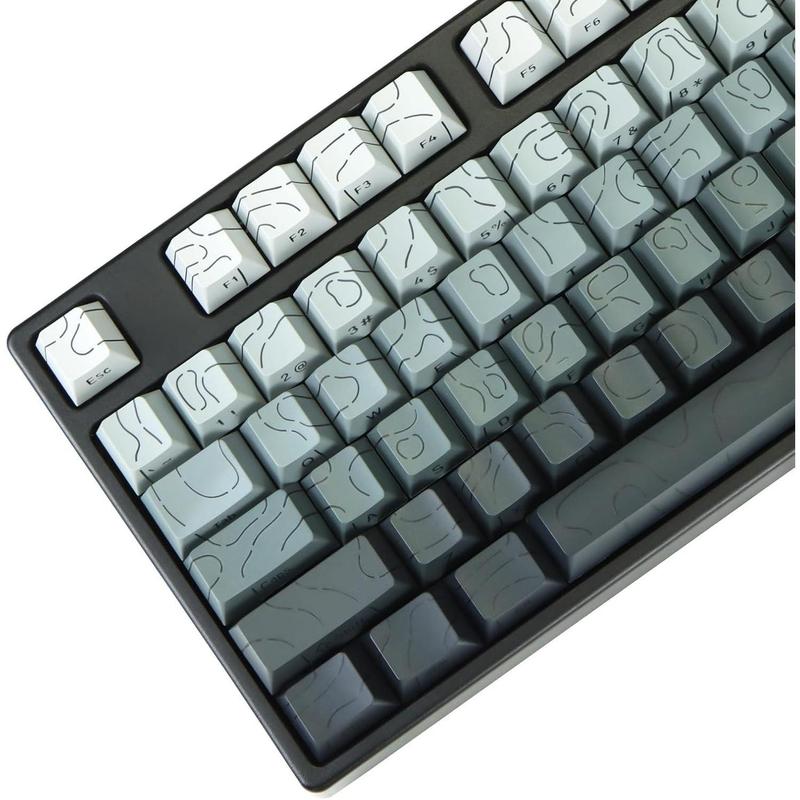 Contour Line Keycaps 98 Set Custom PBT Cherry Profile Double-Shot Light Shine-Through Key Caps with South-face Print for Mechanical Gaming Keyboard ANSI Layout