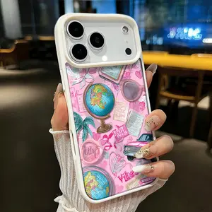 Phone Case: Pink-themed Global Travel Inspiration Magnetic Phone Case Is Suitable for iPhone 17 E Air Pro ProMax iPhone16 15 14 Plus 13 12 Mini 11 X XS XR. It Features a Fashionable and Trendy Pattern Design.