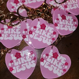 Love Like Jesus Pink Heart Keychain