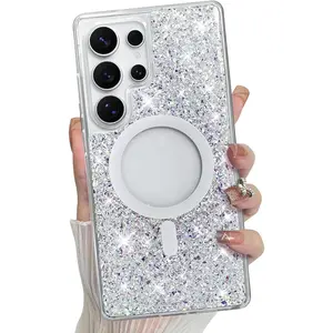 for  Galaxy S25 Ultra Case, Sparkly Glitter Bling ,  Support for MagSafe Shockproof Case,  and Clear High-Duty Protection for Phone Case -