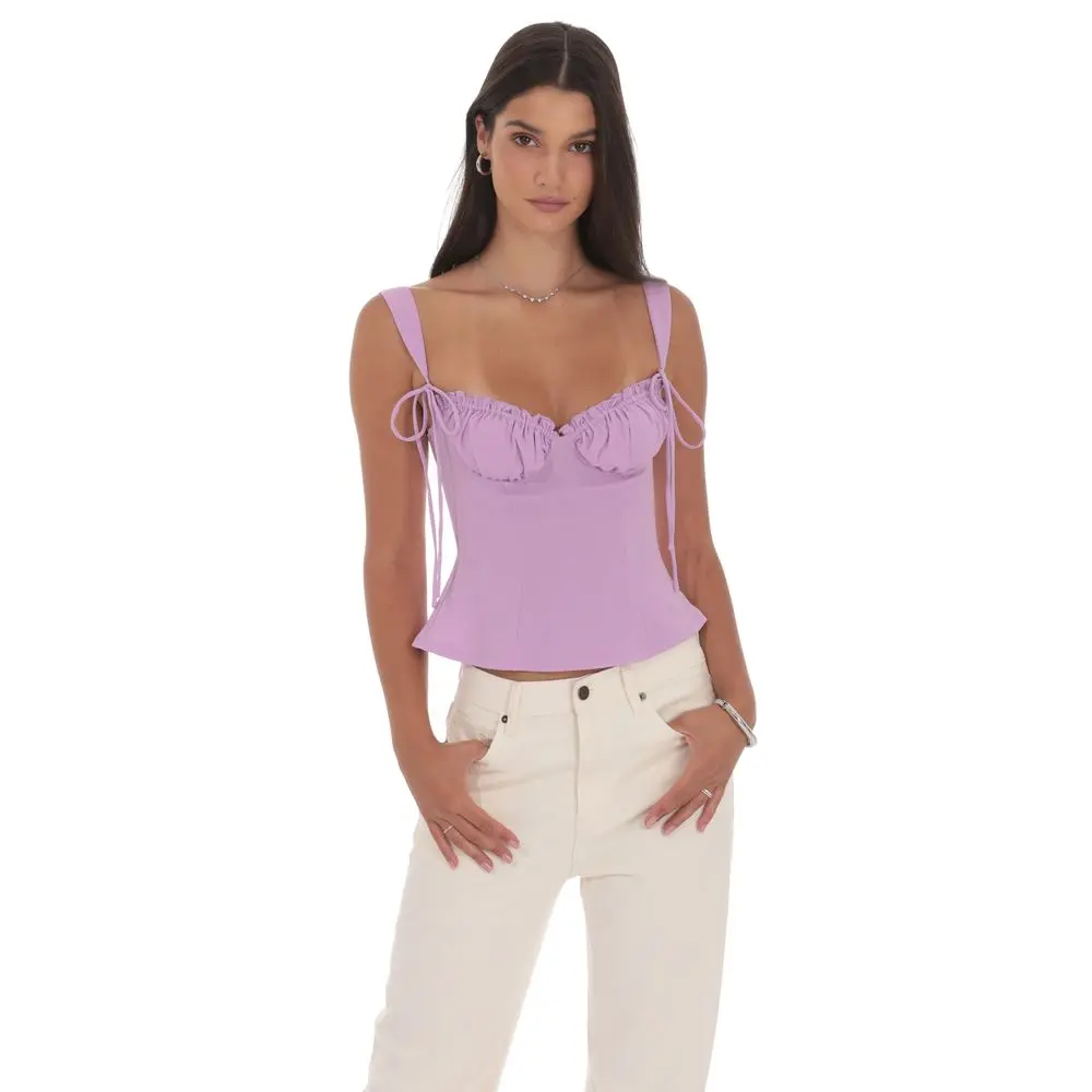 Ruched Flare Top in Lilac