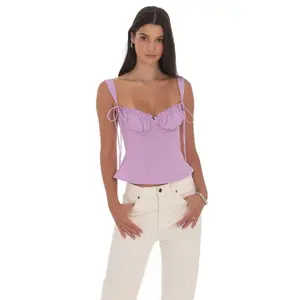 Ruched Flare Top in Lilac