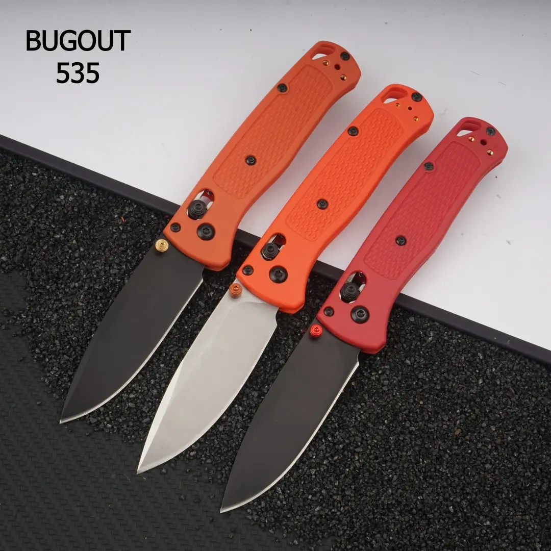 Popular Bugout 535 Folding Knife - Multi-Color Design, Sturdy Nylon Fiber Textured Handle, Practical Pocket Clip, Axis-Lock Structure, Ideal EDC Gear for Camping, Hiking