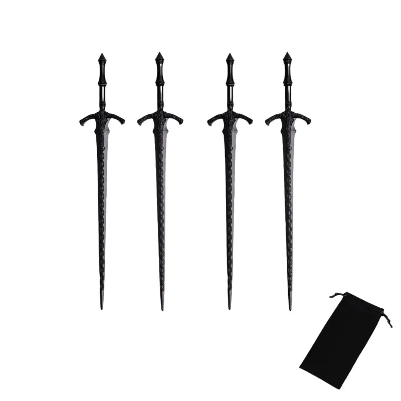 4 pieces of women's Gothic metal sword shaped hairpins, paired with 1 storage bag, fashionable retro hair accessories, suitable for daily wear, theme parties, makeup parties, and holiday outfits