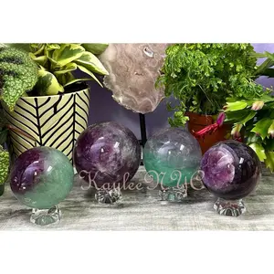 Wholesale Lot 4-5 Pcs Natural Watermelon Fluorite Spheres Crystal Ball 4.8 to 5 Lbs