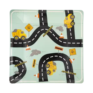 Construction Road Paper Plate