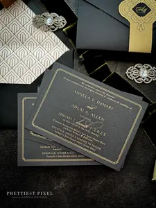 Black and Gold Art Deco Invitations |  Style 12