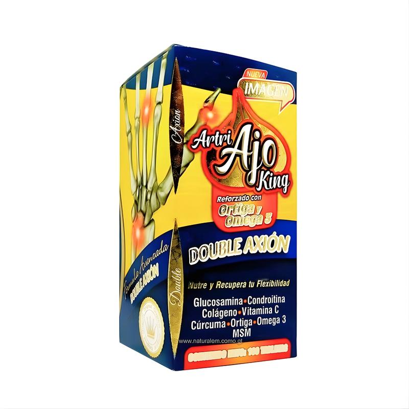 Artri Ajo king Reforzado con Ortiga y Omega 3 - 100caps DOUBLE AXION | Glucosamina Condroitina Colageno Vitamina C Cúrcuma Ortiga Omega 3 MSM