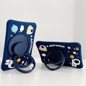 Cartoon Astronaut Pattern Tablet Case with 360 Degree Rotatable Stand, Adjustable Tablet Stand, Silicone Tablet Protective Cover, Tablet Accessories Compatible with iPad, Tablet Holder