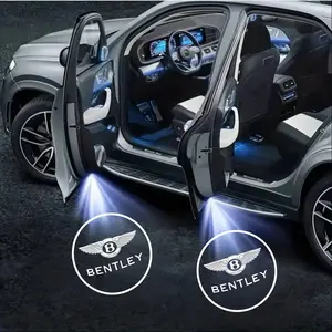 4-Pack Bentley Logo Car Door LED Welcome Projector Lights, Compatible with Bentley Continental/Flying Spur/Bentayga Series Vehicles, Peel-and-Stick Non-Destructive Drill-Free Waterproof Courtesy Lights