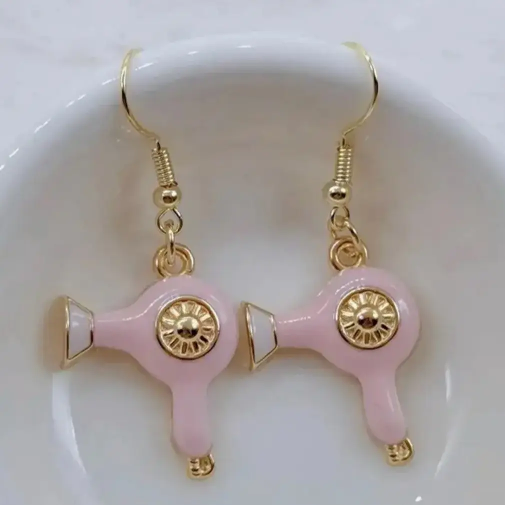 Hair Stylist Pink Blow Dryer Dangle Earrings - Stylish Hair Accessory for Everyday Wear new style girl jewelry