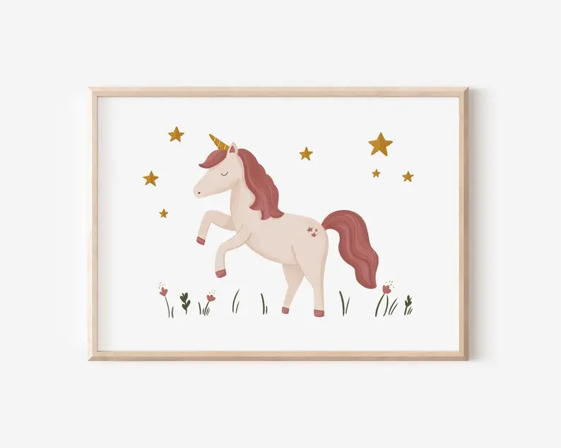 Poster for the children's room with unicorn motif in A4 and A3 | Girls' poster | Wall decoration | Gift | Quality print