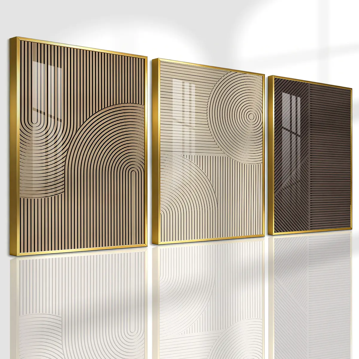 3 Count Aluminum Alloy Frame Canvas， Minimalist Abstract Line Art Abstract Pattern Abstract Design Fashion Poster， Modern Living Room Decoration， Light Luxury Family Art， Suitable For Bedroom， Corridor And Office Wall Decor， Gift