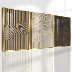 3 Count Aluminum Alloy Frame Canvas， Minimalist Abstract Line Art Fashion Poster， Modern Living Room Decoration， Light Luxury Family Art， Suitable For Bedroom， Corridor And Office Wall Decor， Gift