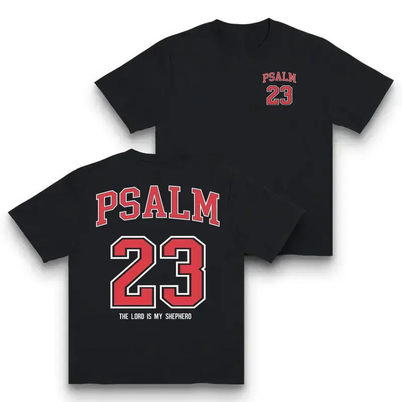 PSALM 23 Christian Shirt, 'THE LORD IS MY SHEPHERD' Christian Scripture T-Shirt, Vintage Retro Washed Shirt Double Sided Printed (230 Heavyweight Pure Cotton T-Shirt) High Quality Christian T-Shirt, Christian Gifts, Men's And Women's Shirt vintage t-shir