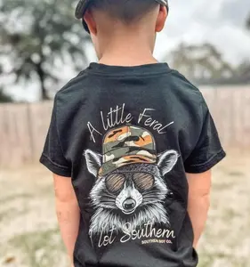 Boys A Little Feral Boy’s Sleeve Youth/Adult T-Shirt , graphic tees country boy clothes, boys clothing, toddler boy clothing stuff, southern boy clothes, southern apparel outdoor play