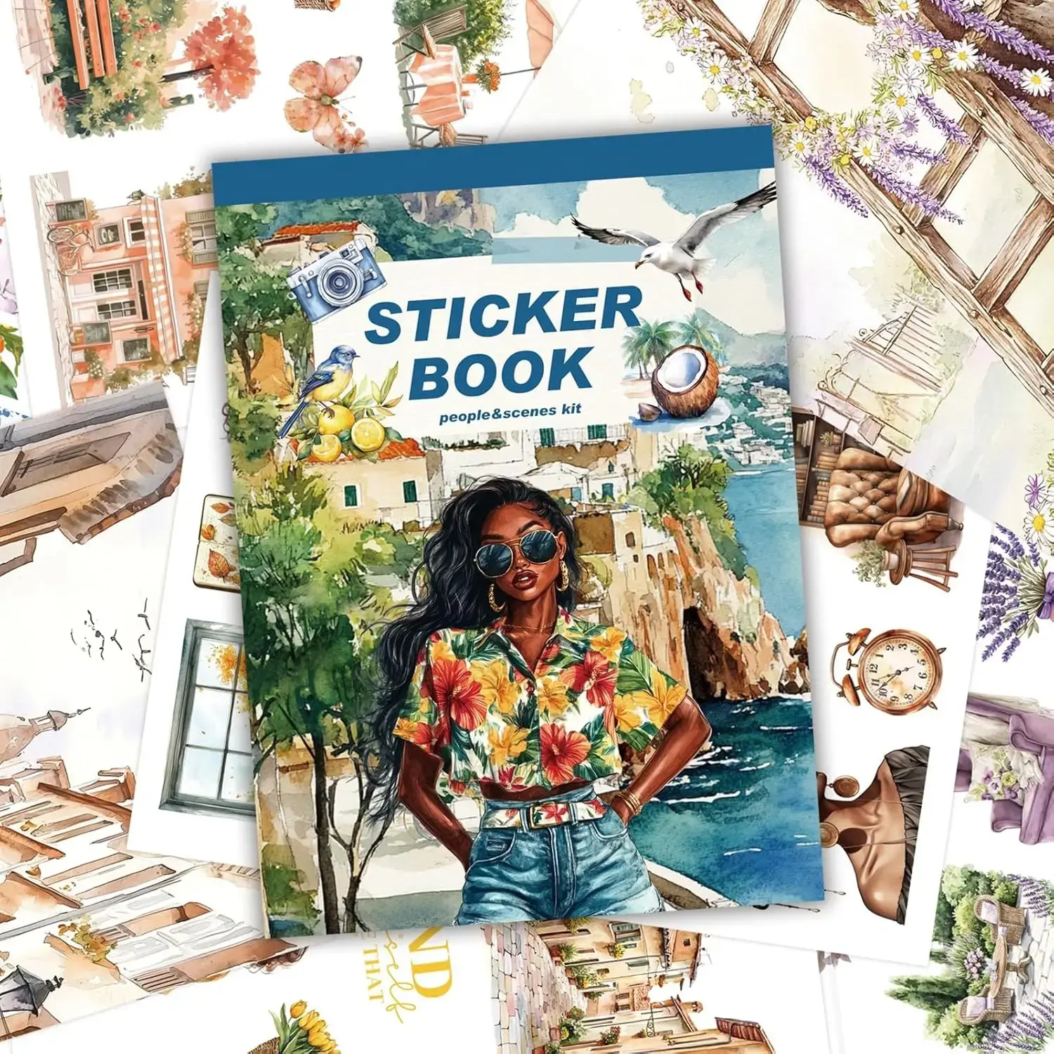Black Girl Themed Adhesive Die-Cut Stickers Book - 40 Sheets, 326 Pcs with Washi Tape, Afro-Aesthetic Scrapbooking & Stamping Supplies for Planners, Bullet Journals, DIY Crafts, Adhesive Stickers Stickers