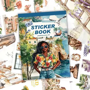 Black Girl Themed Adhesive Die-Cut Stickers Book - 40 Sheets, 326 Pcs with Washi Tape, Afro-Aesthetic Scrapbooking & Stamping Supplies for Planners, Bullet Journals, DIY Crafts, Adhesive Stickers Stickers