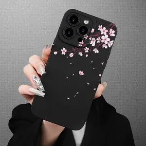 Cherry blossom pattern phone case, understated luxury design phone case suitable for IPHONE 16 15 14 13 12 11 Plus Pro Max - Creative and fashionable design, suitable for both men and women, a perfect holiday gift for friends, family, boyfriend, or girlfr