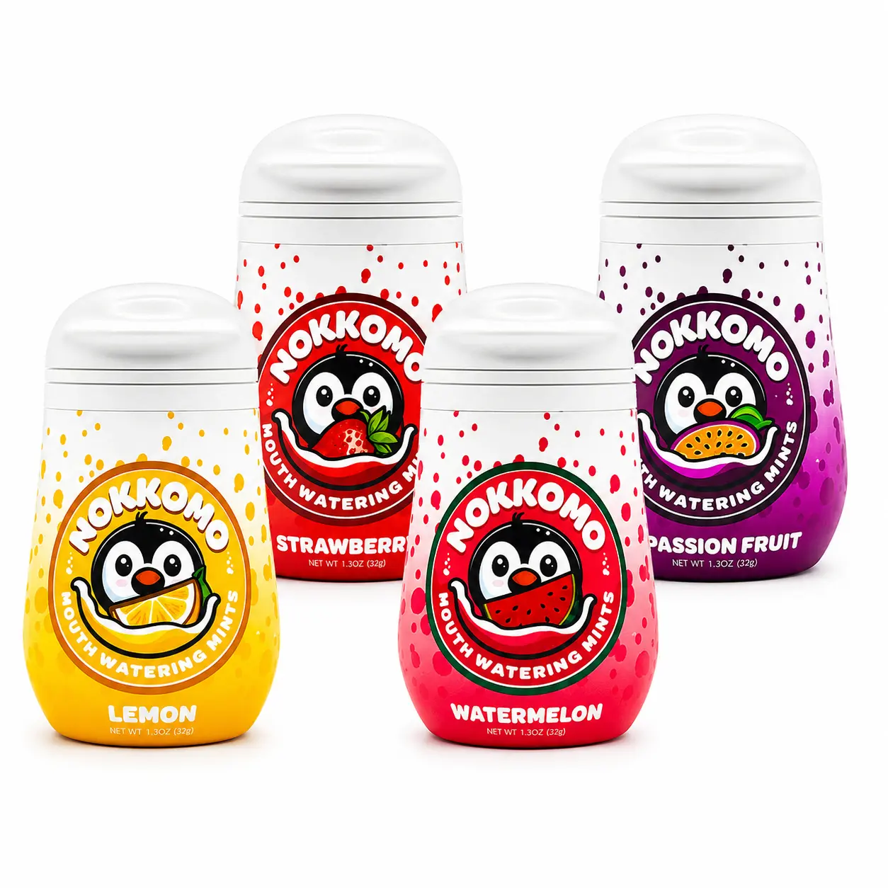 Nokkomo Mints Variety Pack for Cottonmouth Relief - Fizzy Mint Candy in Strawberry Lemon Passion Fruit & Watermelon Flavors