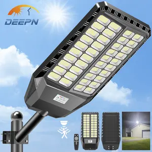 DEEPN Solar Lights Outdoor, IP67 Waterproof Outdoor Lighting with  6500K LED Dusk to Dawn Security Flood Light Motion Sensor with Remote Control for Yard, Parking Lot, Porch, Garages, Garden