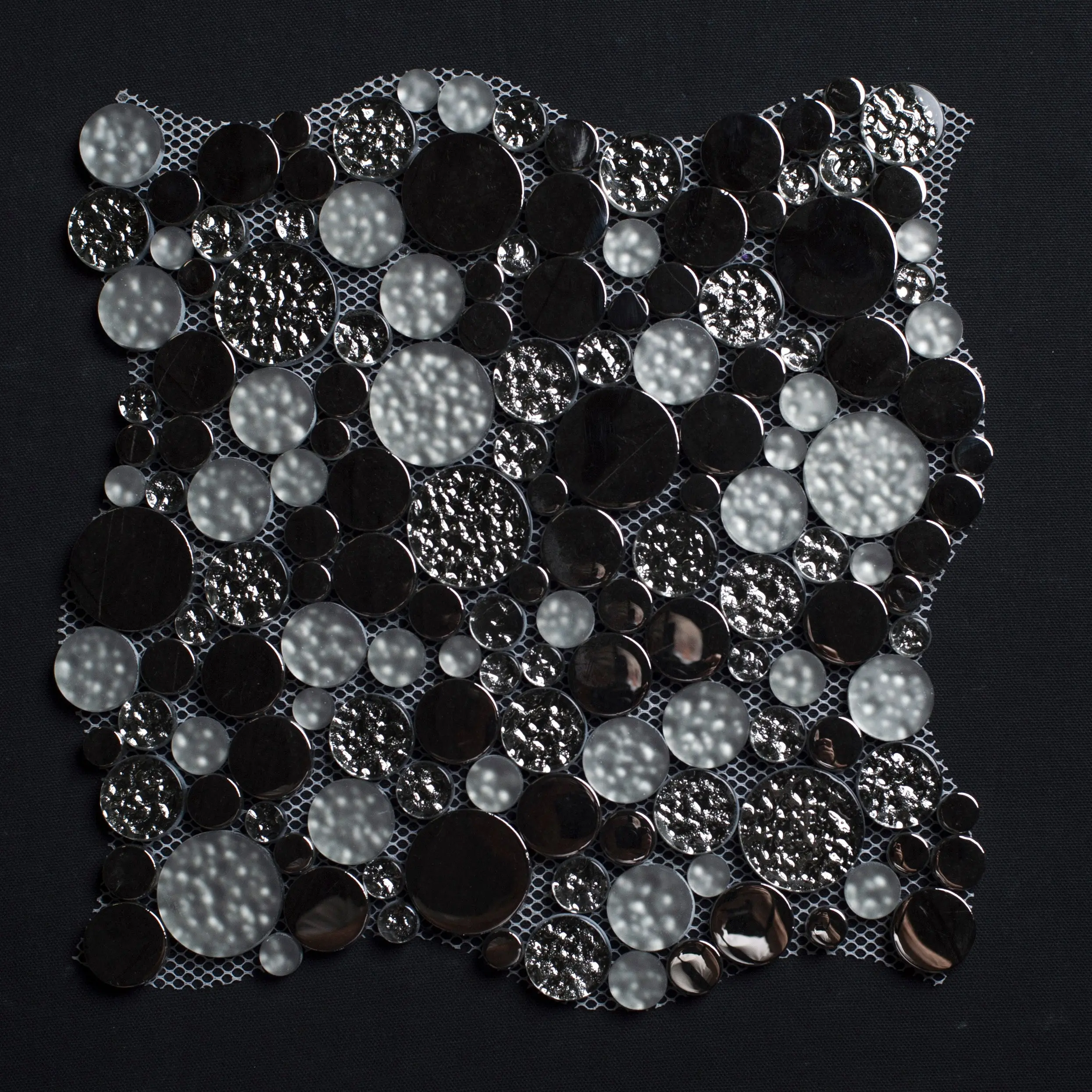 Frosted and Glossy Bubbles Glass Mosaic Tile Random Sizes