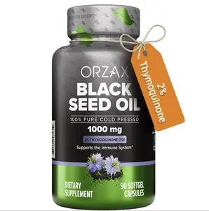 ORZAX Black Seed Oil Cold Pressed 100% Pure - 1000mg Softgel Capsules with 2% Thymoquinone for Immune, Hair & Skin Health - Rich in Omega 3,6,9 - FDA Approved & GMP Certified Supplement