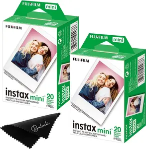 Fujifilm Instax Mini Film Twin Packs - 40 EXP Total ISO 800 Colored Film for Mini Evo 12 11 40 with Microfiber Cloth
