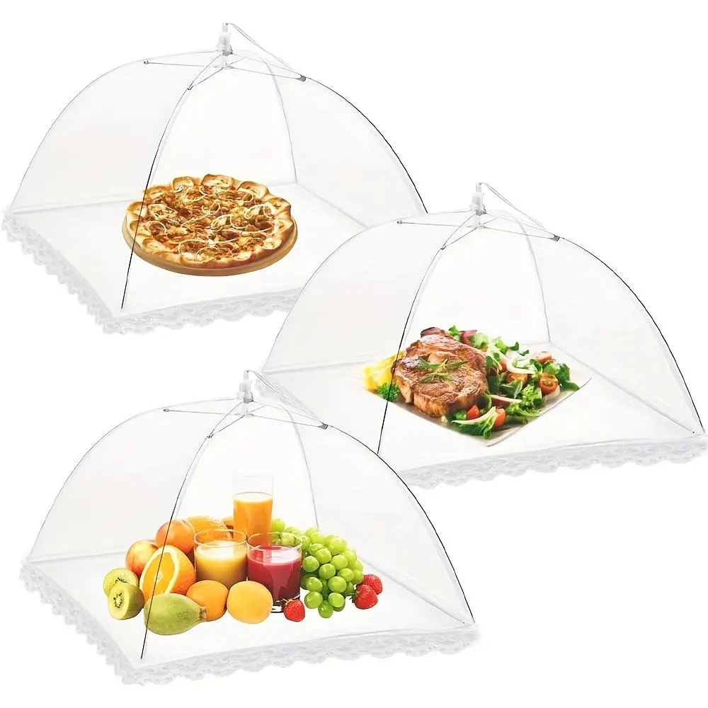 Pop-up Picnic Food Cover, 3pcs/set Portable Foldable Mesh Food Cover, Mosquito Insect Proof Fly Reusable Food Cover Protection for Home and Kitchen Outdoor Picnic, Kitchen Accessories, Kitchen Supplies