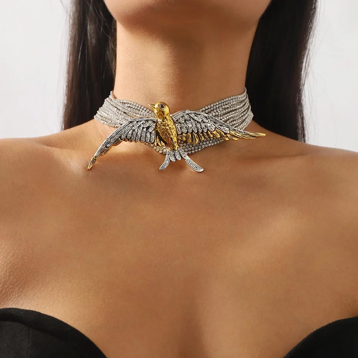 KMVEXO Luxury Full Crystal Chokers Necklaces for Women Big  Multilayer Chain Rhinestone Necklaces Statements Jewelry