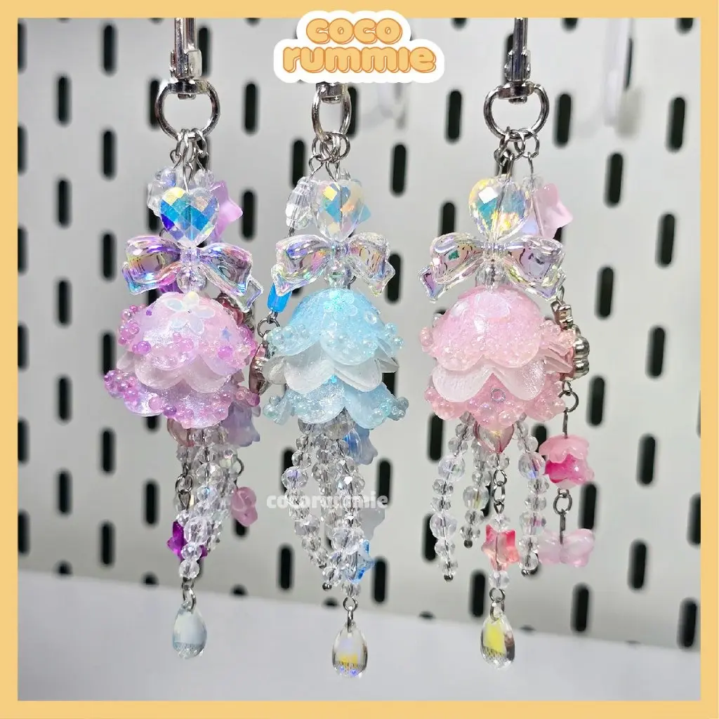 [NEW GIFT] Jellyfish Phone Charm | Cute Handmade Keychain | Sea Jelly Keyring for Collect Book, Tote Bag, Toploader, Phone Decoration