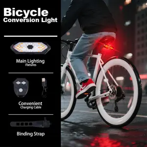 Outdoor Rechargeable Bicycle Tail Turning SignalLight, Bicycle Rear Light, Bicycle Safety WarningLight, Cycling Accessories super bright bike light