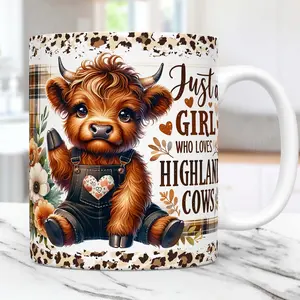 Baby Highland Cow Mug, Just A Girl Who Loves Highland Cows Mug, 11oz & 15oz Mug