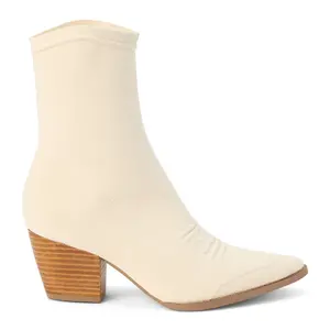 COCONUTS by Matisse Womens Lynne Pointed Toe Pull On Ankle Casual Boots Ankle Mid Heel 2-3" - Off White