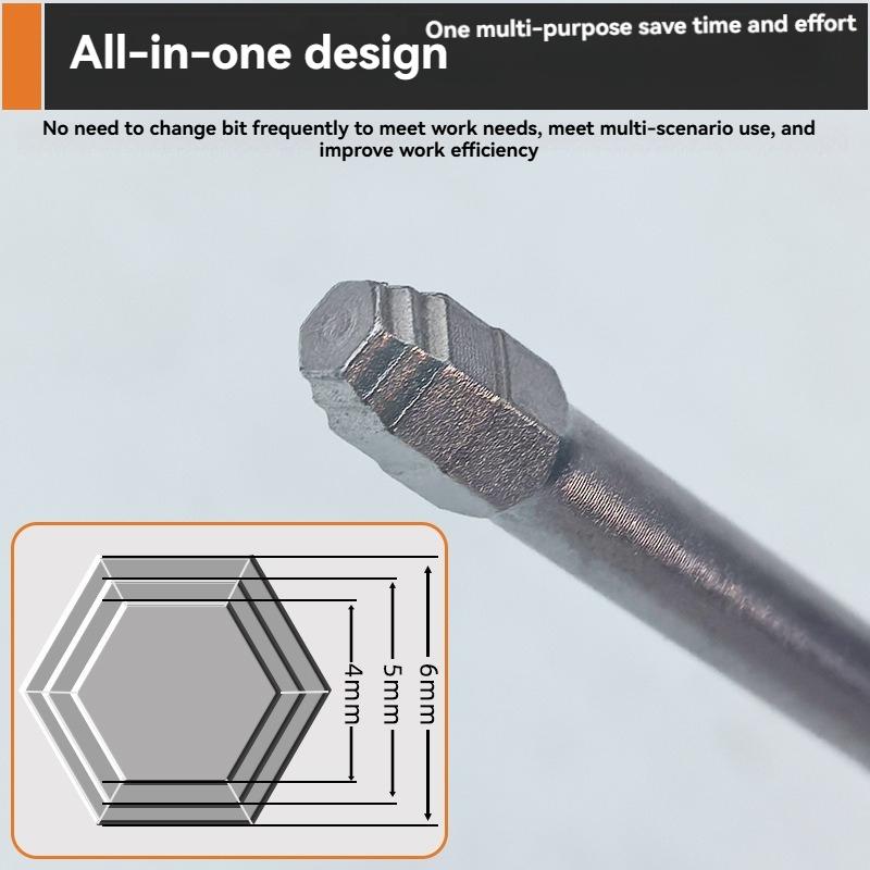 6-Piece Screwdriver Bit Set: Featuring magnetic hexagonal shanks and a unique pagoda-shaped internal hex design, a single bit can tighten nuts ranging from 1.5mm to 6mm—suitable for use with electric drills and wrenches.Metal Bits, Tool Accessories tiktok