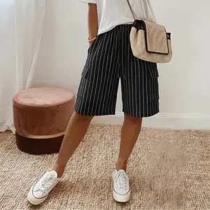 New Summer Women’s Striped Shorts — Loose Fit, Casual & Stylish, Versatile, Breathable & Comfortable, Drawstring Mid-Length Bottoms Womenswear