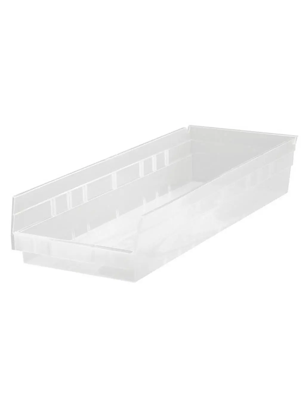 Quantum Storage QSB114CL Economy 4 in. Shelf Bin, Clear - 23.62 x 8.37 x 4 in.