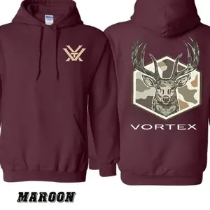 Vortex Deer Hoodie – Camo Buck Head Graphic Hunting Sweatshirt, Outdoor Wildlife Pullover for Hunters & Nature Lovers Menswear Tops - KitchenEra