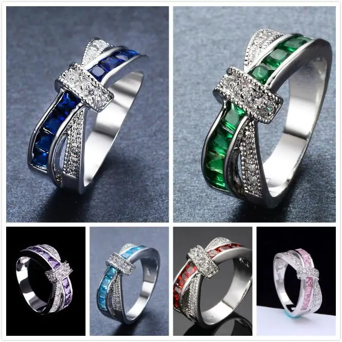 925 Sterling Silver diamond rings For Women Colored zircon size 6/7/8/9/10 elegant Fashion couple Wedding Party Gift Jewelry