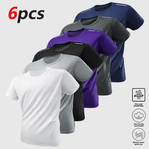Life Keeps Moving Men's Solid Color Fitness Sports T-Shirt Short Sleeve Round Neck Regular Fit Quick-Drying Breathable Summer Top for Workouts and Everyday Wear