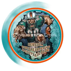 Vinyl Decal | MIA Football | AQUA/ORANGE | Beware...you are entering a football zone | Sports, 10.5" Vinyl Round