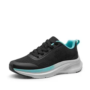 NORTIV8 [SkyLife] Women's Athleisure Fashion Sneakers - Round Toe, Laces, All Seasons, Plain, EVA Midsole, Jacquard Upper, TPU Reinforcement, Breathable Mesh, Comfortable Training Shoes